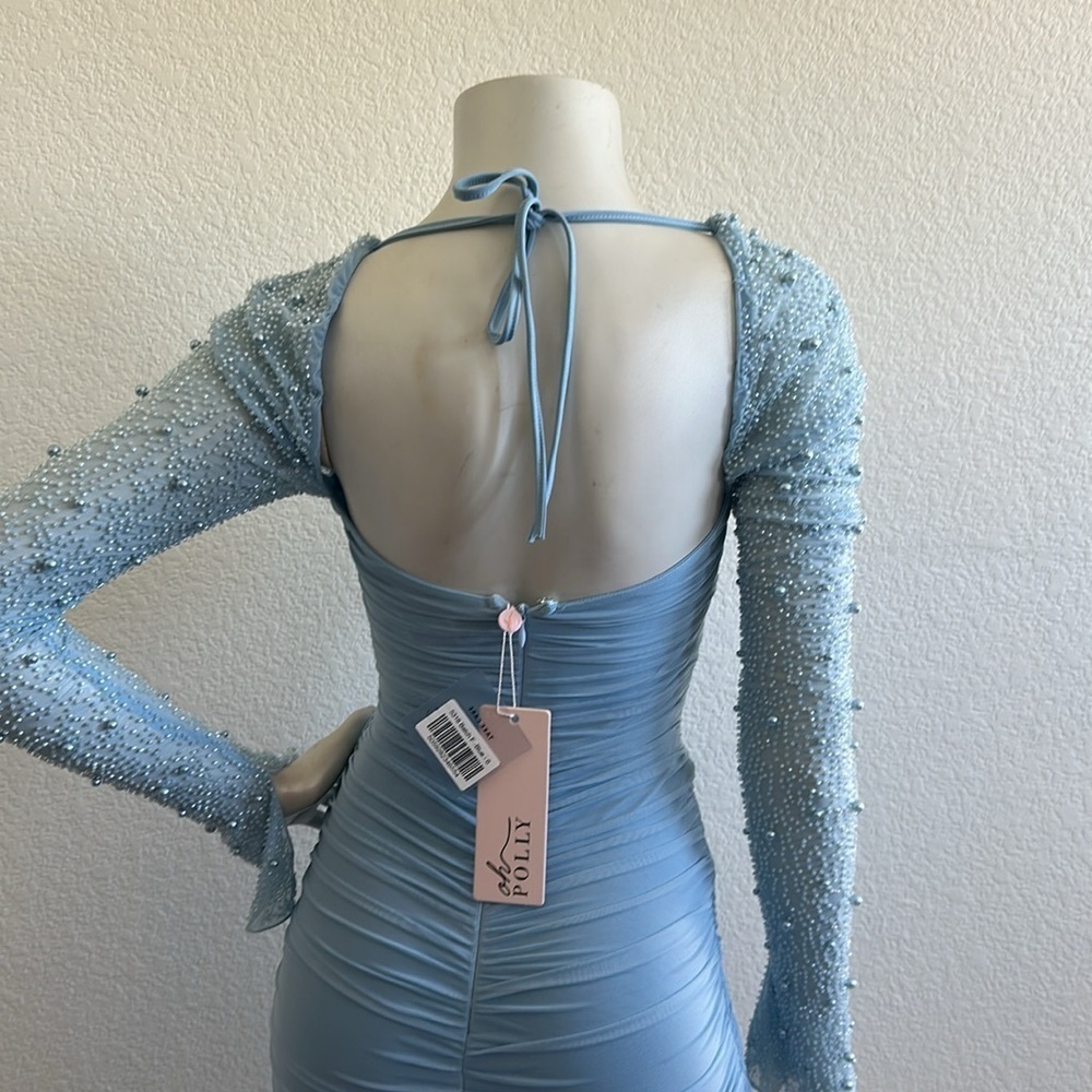 NWT Oh Polly St. Germain Embellished Long Sleeve Mini Dress in Blue - Picture 10 of 11